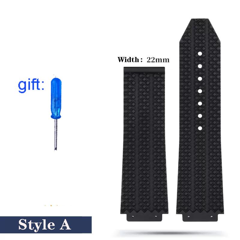 

25-19mm Watchband For Hublot BIG BANG Soft Rubber Strap Sports Waterproof Men Women Bracelet Replacement Wrist Watch Accessories 26-19mm