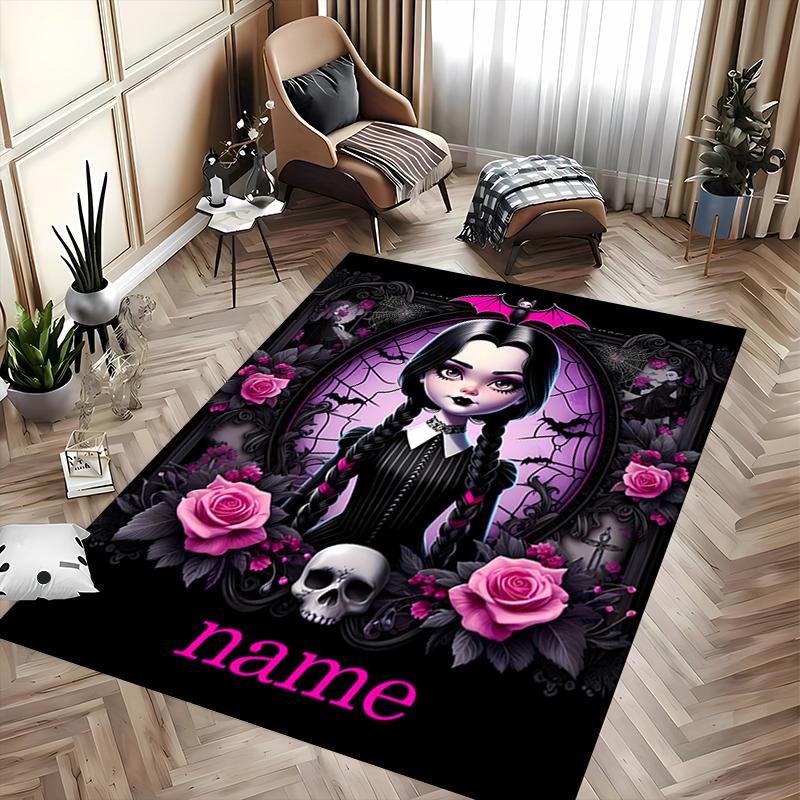 Custom personalization Wednesday Addams Area Rug - Perfect For Kitchen, Bathroom,Laundry Room Decor Large Size Available,Gift All Seasons