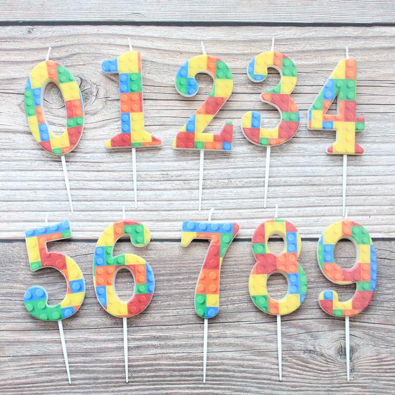New Product Lego Numbers 0-9 Birthday Cake Candles Children’s Cartoon Building Blocks Theme Party