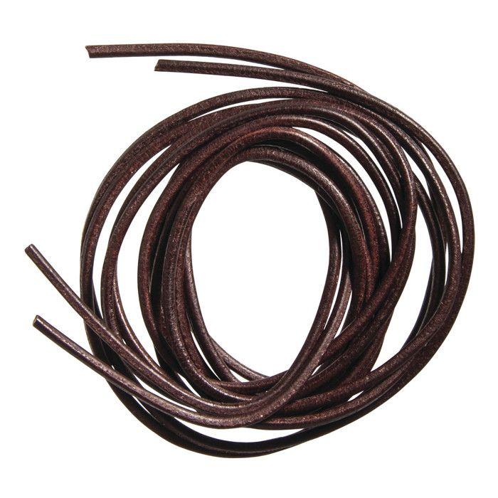 Accessoires de création - RAYHER - Lanières rondes en cuir - 2mm - Brun foncé - Lot de 2 pièces