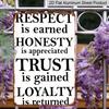 2D Flat Vintage Aluminum Sign 8x12 Inch - "Respect Is Earned, Honesty Is Appreciated, Trust Is Gained, Loyalty Is Returned" Inspirational Wall Art