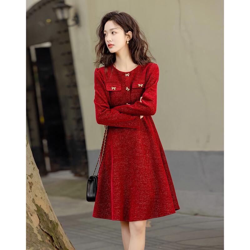 Demana Velvet Bow Puff Sleeve A-Line Dress