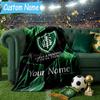 Custom Name America Club's Crest With Rabbit Flannel Blanket, Use for Birthday/Holiday Gift, Soft Blanket for Sofa/Bed/Camping/Office, Home Decor