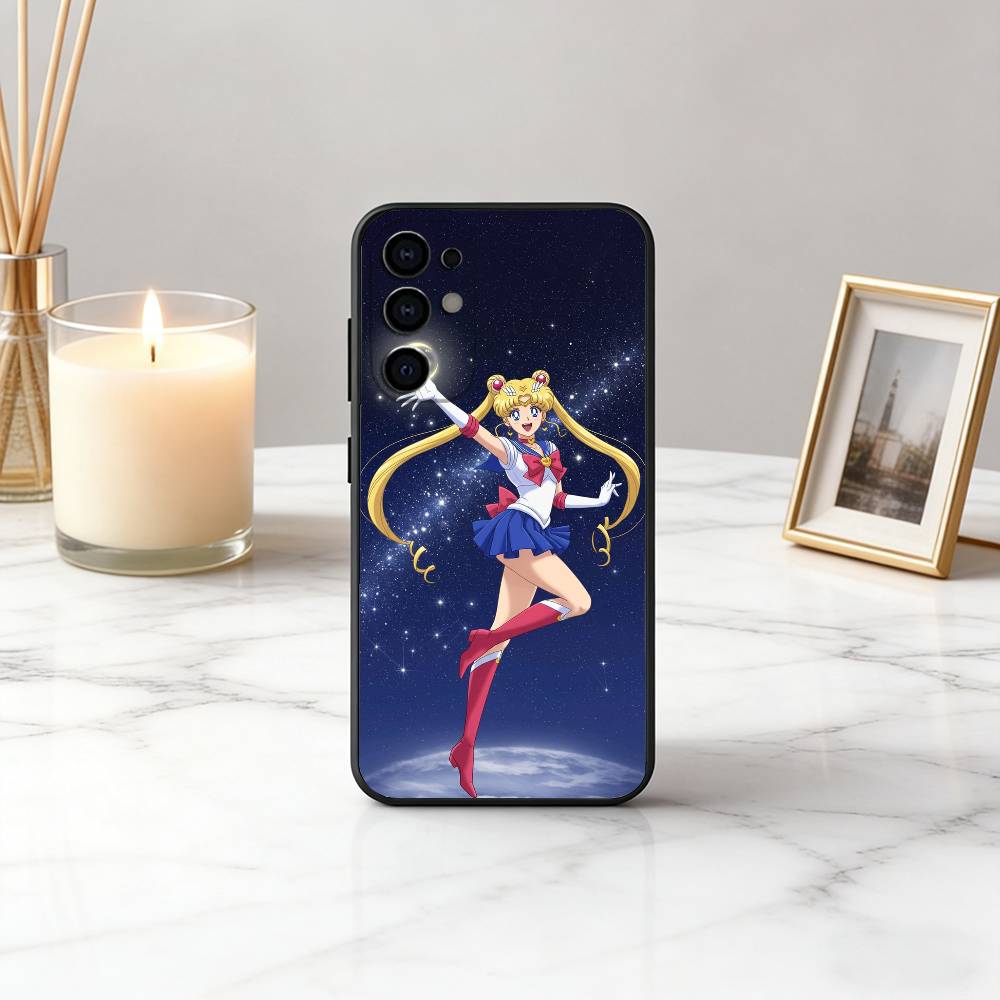 Cute S-Sailor M-Moons Usagi Tsukino Phone Case For Samsung S25,S24,S21,S22,S23,S30,Ultra,S20,Plus,Fe,Soft Silicone Black Cover