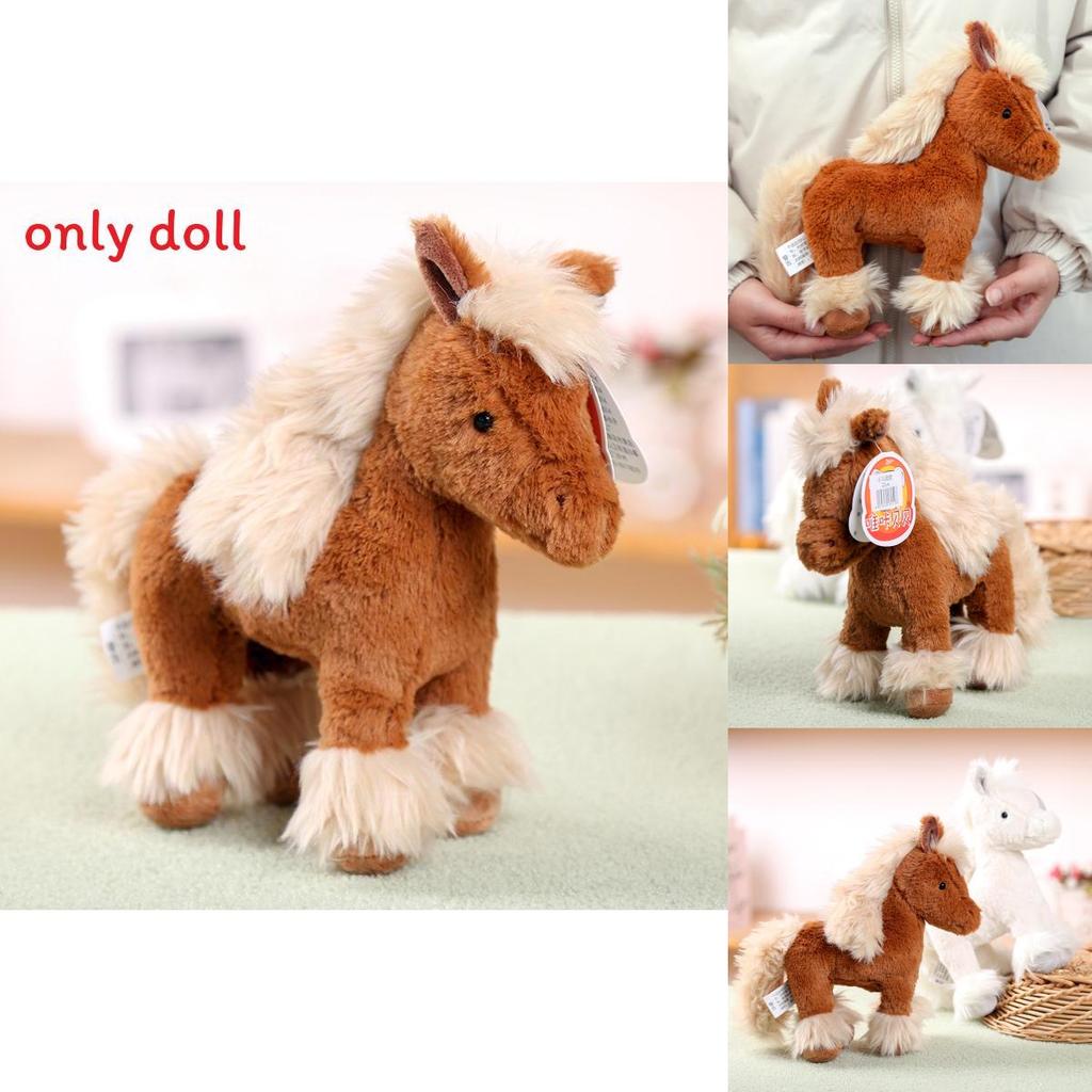 Cute White And Brown Horse Plush Toy For Bedroom Decor