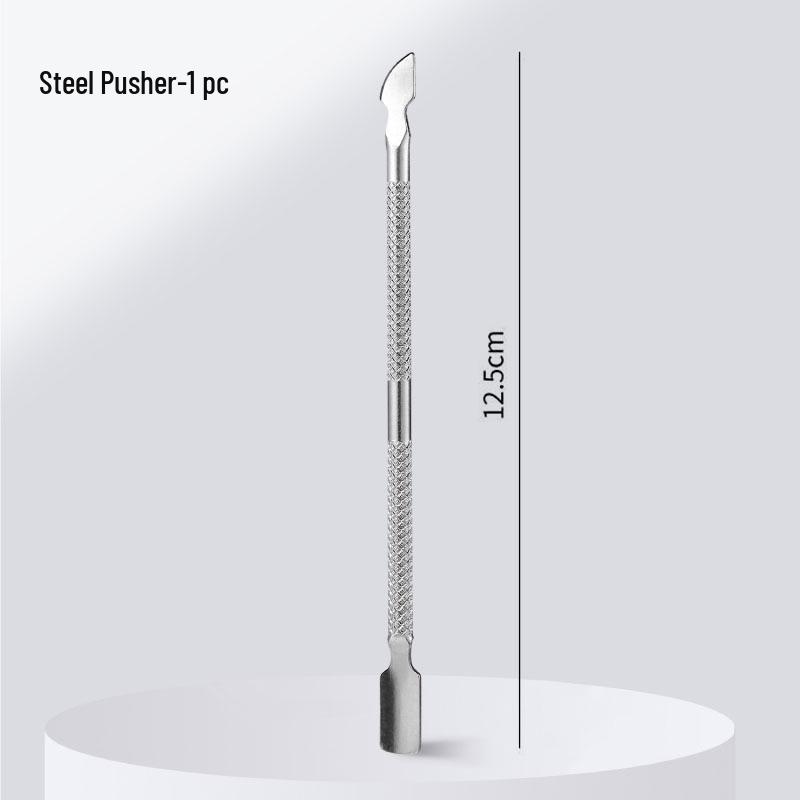 Ultra-Thin Steel Manicure Exfoliating Tool with Horseshow Edge Pusher