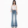 Spring Summer All Star Rhinestone High Waist Slim Stretch Light Tone Fashion Micro Flare Denim Pants Women Casual Pants Oversize Denim Trousers