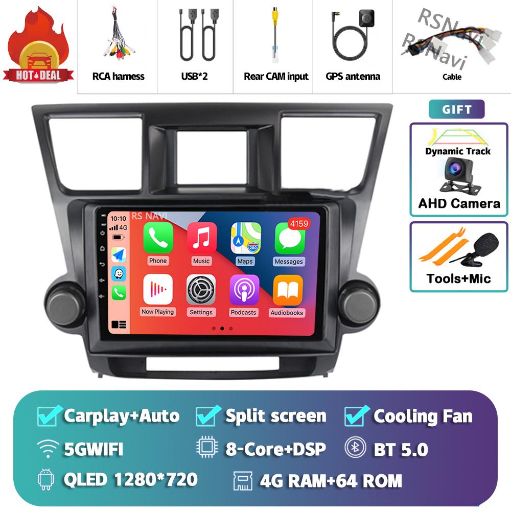 Android 14 Car Radio For Toyota Highlander 2007 - 2015 Player Multimedia GPS Navigation Stereo CarPlay Auto Video Head Unit DVD