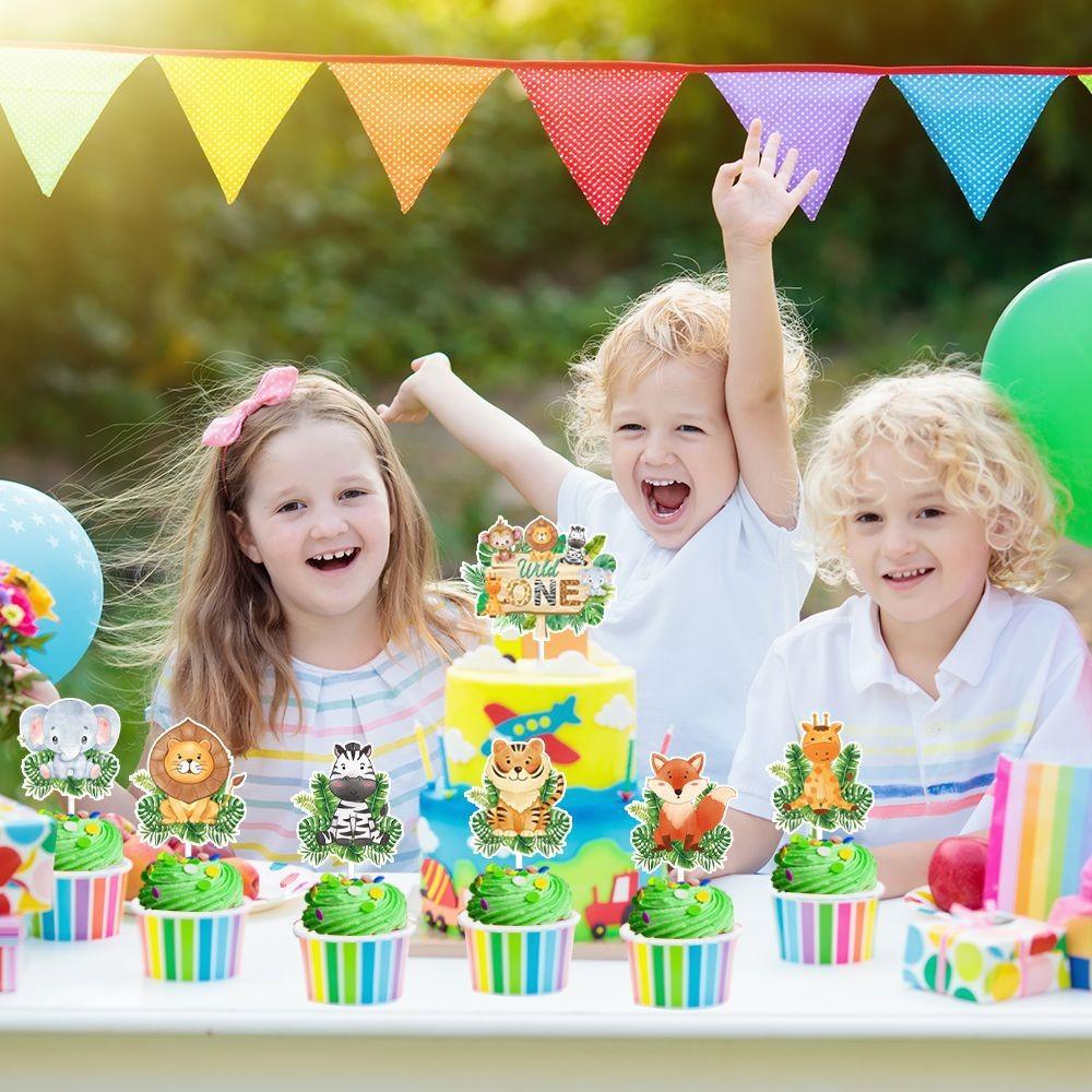 Animal Theme Forest Tiger Elephant Fox Pattern Cake Decoration Paper Plugin