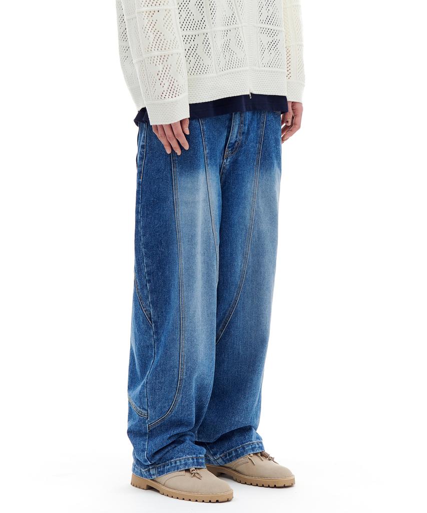 Akaibeuboldeu Panel Line Denim Pants (Blue)