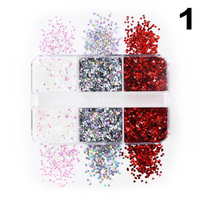 Colorful 1Mm Mini Laser Heart Nail Glitter Sparkling Love Nail Decoration Nail Salon Design Cute Accessories Diy Nail Art Design