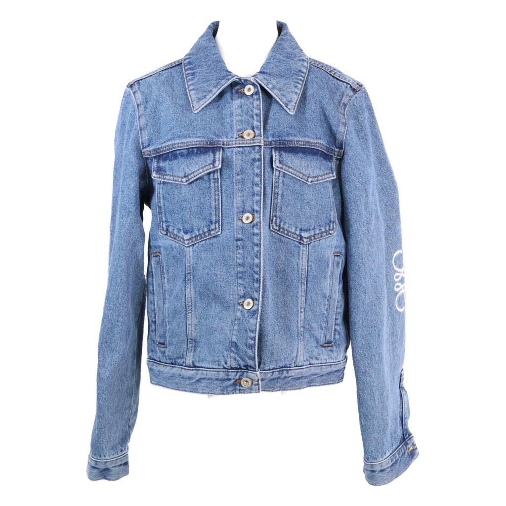 LOEWE Excellent condition, genuine Japanese made item S359Y50X23, leather patch anagram denim Jacket 40 Light blueUsed