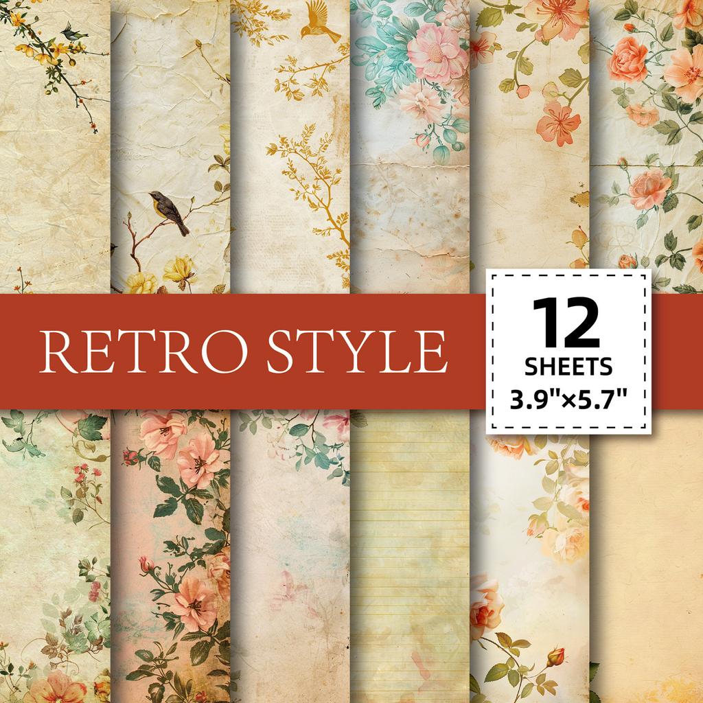 Retro-Style High-Quality Paper Background Materials Retro English Poster Paper for Handmade Journals DIY Collage Decorative Back