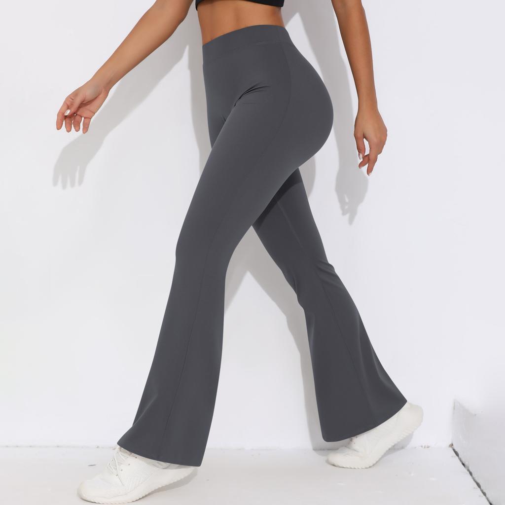 Modische, lässige und bequeme Yoga-Schlaghose mit V-Taille, Pfirsich-Lift-Hüfthose, Fitness- und Sport-Mikrohose mit weitem Bein, hohe Taille, schnelltrocknende Yoga-Hose für Damen