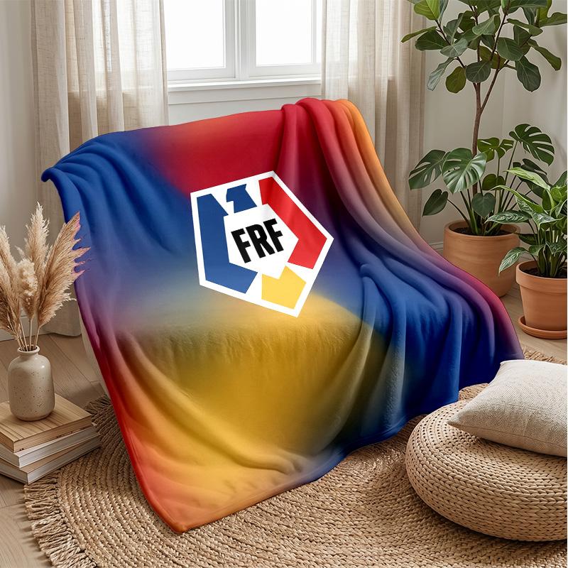 Romania Football Printed Flannel Blanket Skin Friendly Warm Decorative Throw for Indoor Couch Bed Daily Use