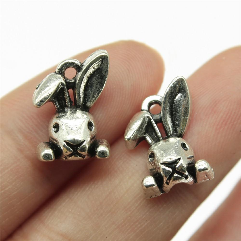 10pcs Clock Rabbit Charms For Jewelry Making Antique Bronze Silver Color Pendants Making DIY Handmade Tibetan Fit Jewelry