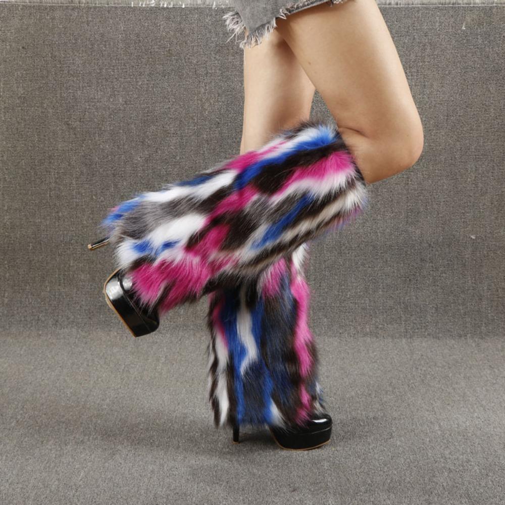 Faux Fur Furry Leg Warmers Sweet Thicken Warm Leg Cover Fashion Long Tube Stockings  Spicy Girls