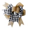 1PC Christmas Burlap Plaid Bows For Wreath DIY Crafts Xmas Gift Wrapping Bow Christmas Tree Decorations For Home New Year Gifts