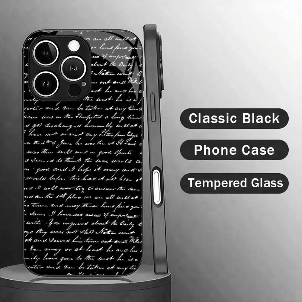 Aesthetic Handwritten Text Glass phone case mobile phones for iphone 17 pro max cover for iPhone 17 16 15 14 13 12 11pm Pro Plus