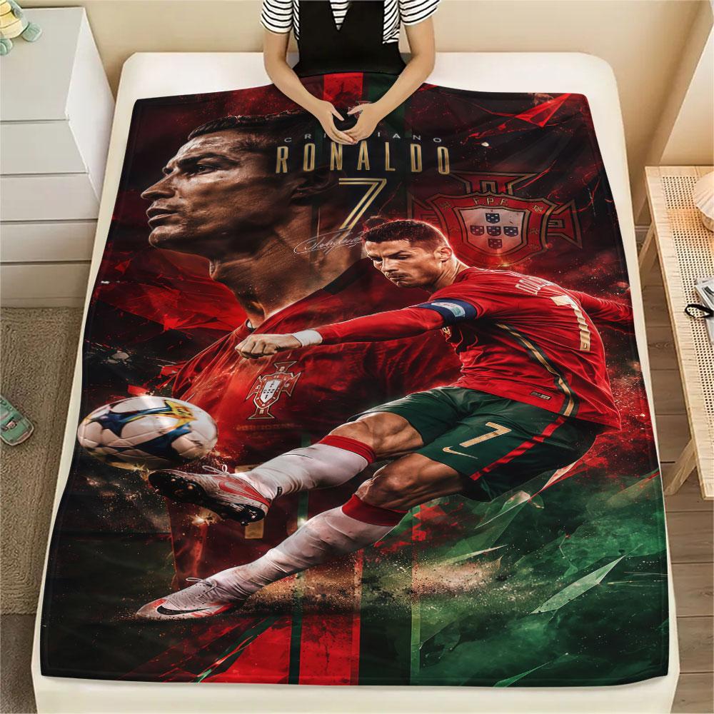 1PC Cristiano Ronaldo Patterned Flannel Blanket Suitable For All Seasons for Home Decor Warmth and Comfort Gifts Holiday Present