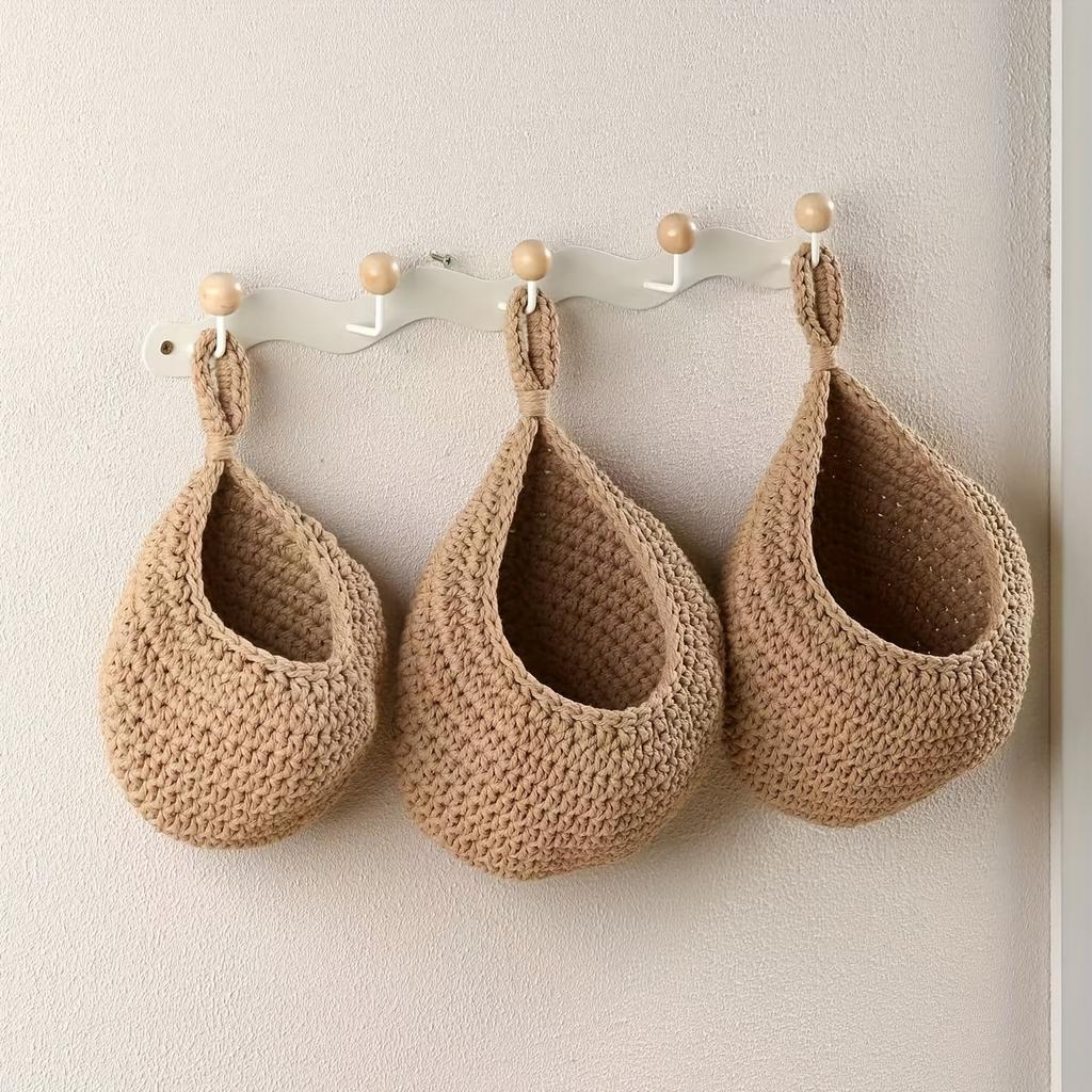 Handmade Macrame Hanging Fruit Basket Wall Decor Creative Nest Net Storage Bag Kitchen Organizer