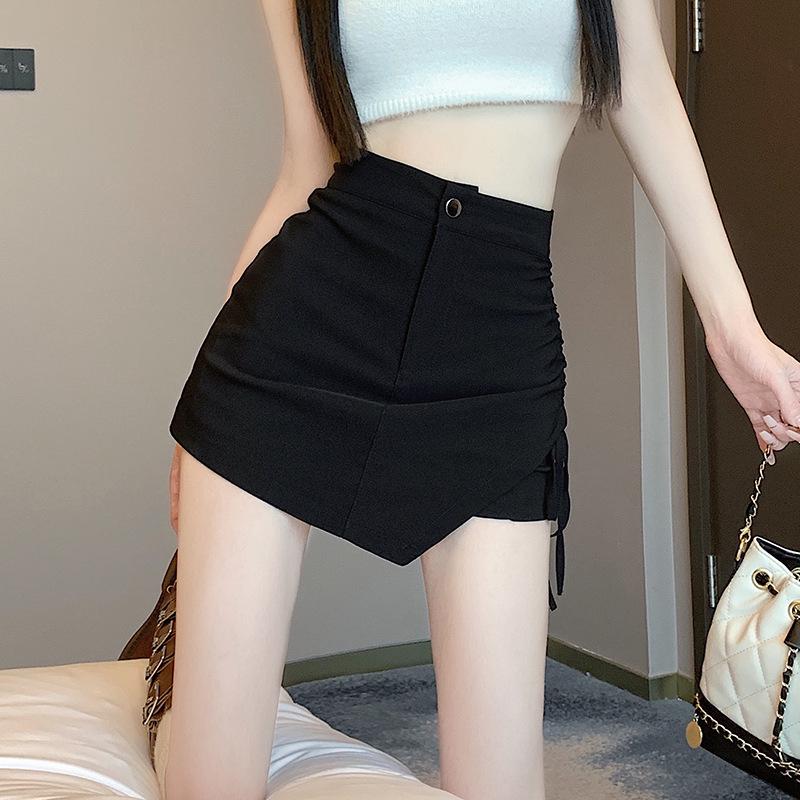 2024 Women's Summer High-Waist Irregular Stretch Skirt with Drawstring
