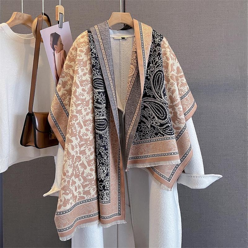 Winter Soft Warm Cashmere Scarves Shawl Thicken Tassel Blanket Scarf Fashion Print Design Women Man Scarf Echarpe Poncho Stole