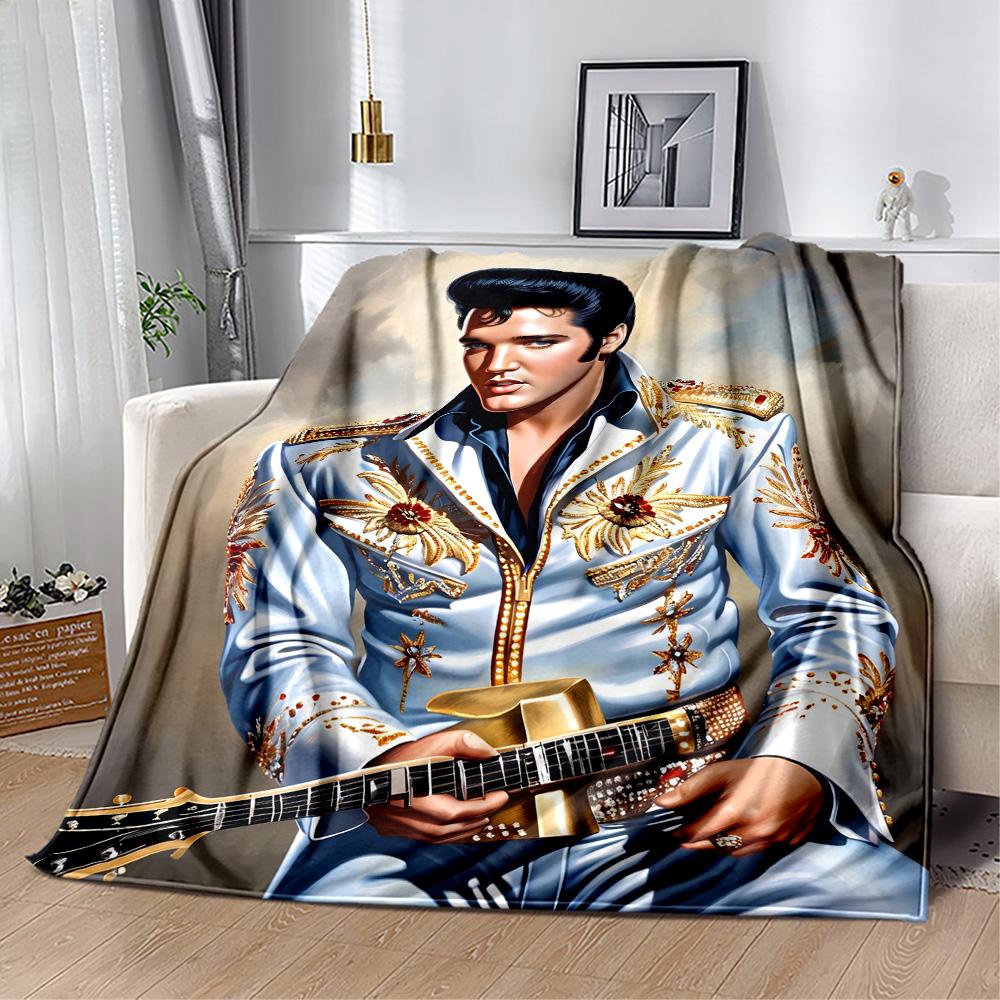 Elvis Presley: Rock 'n' Roll König Decke Bequem Geeignet für Bettwäsche Stuhl Bett Vier Jahreszeiten Universell Digitaldruck