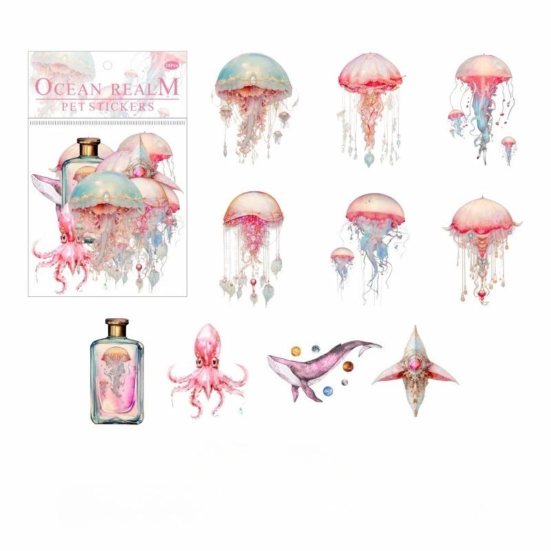 20pcs Underwater World Stickers PET Material Decor Sticker Diary Album Scrapbooking Material Junk Journal Supplies