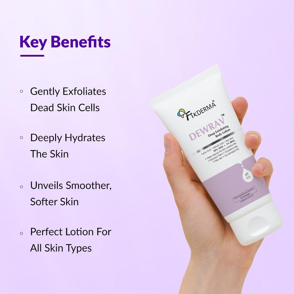 Fixderma Durave Deep Exfoliating Body Lotion,200ml Each (Pack of 2)