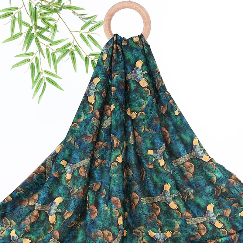 Krajinná hedvábná strečová saténová látka 50x150cm pro tradiční čínské vintage Hanfu Cheongsam dámské oblečení šaty šicí řemesla