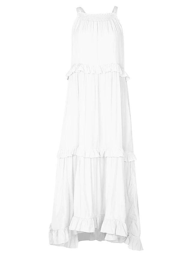 European and American 2025 Summer Ruffle Long Dress - Women's Flowing Holiday Beach Style