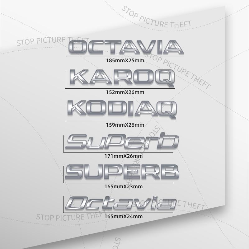 FSNK8 1Pcs 3D Metal For Skoda Octavia Yeti Rapid Kodiaq Karoq Fabia Kamiq Superb 4X4 Logo Car Rear Tail Bumper Trunk Sticker Decal