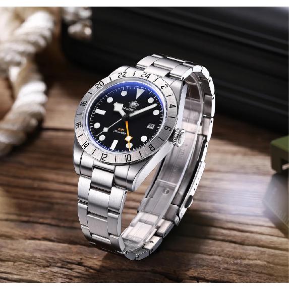 ADDIESDIVE Hot Sale GMT Quartz Watch Stainless Steel Bubble Mirror Glass BGW9 Super Luminous Men's Watches AD2035 NEW Waterproof