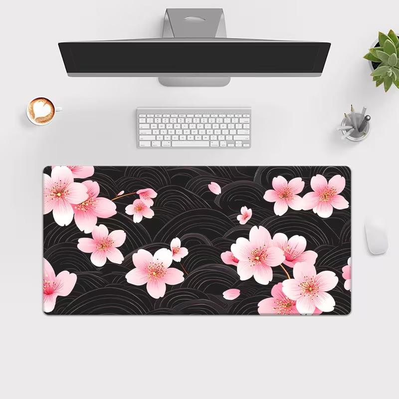 Japanese Mount Fuji Cherry Blossom Gaming Mouse Pad Extended Non Slip Mat Smooth Edges For Gamers Office Home Wireless Mouse