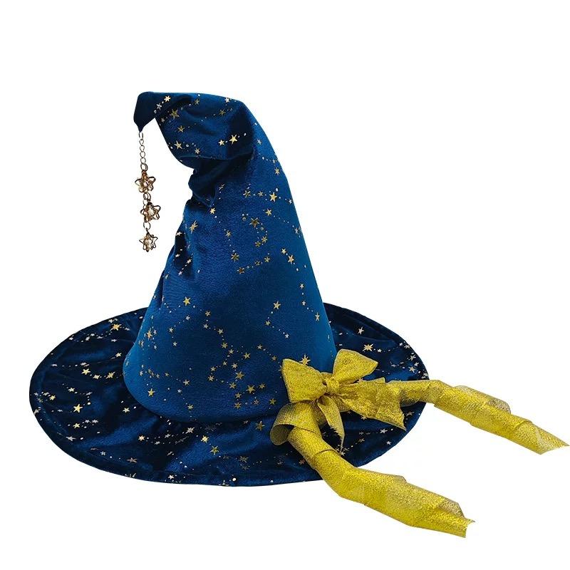

Halloween Instagram style bow hat, star witch hat, witch hat, birthday decoration, cosplay props синій