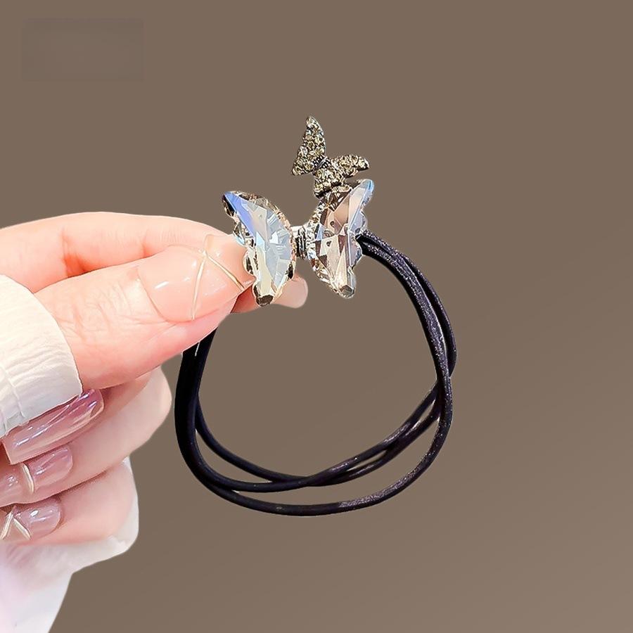 Super Immortal Butterfly Hair Rope Mori Imitation Crystal Durable Headrope Delicate Hair Tie Women's Rubber Band Hair Rope Headgear