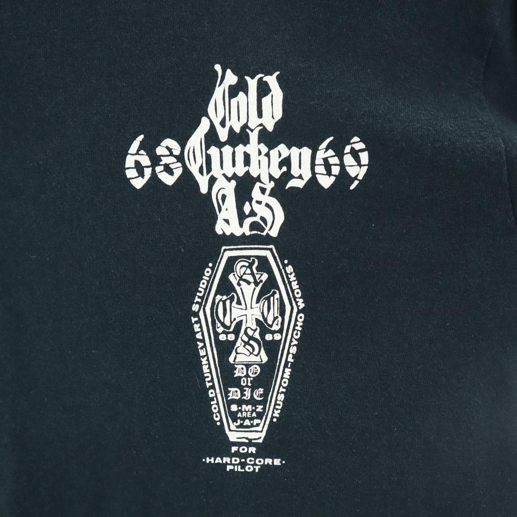 anvil Cross Print Long sleeve T-shirt S Navy Ron T Men's Used