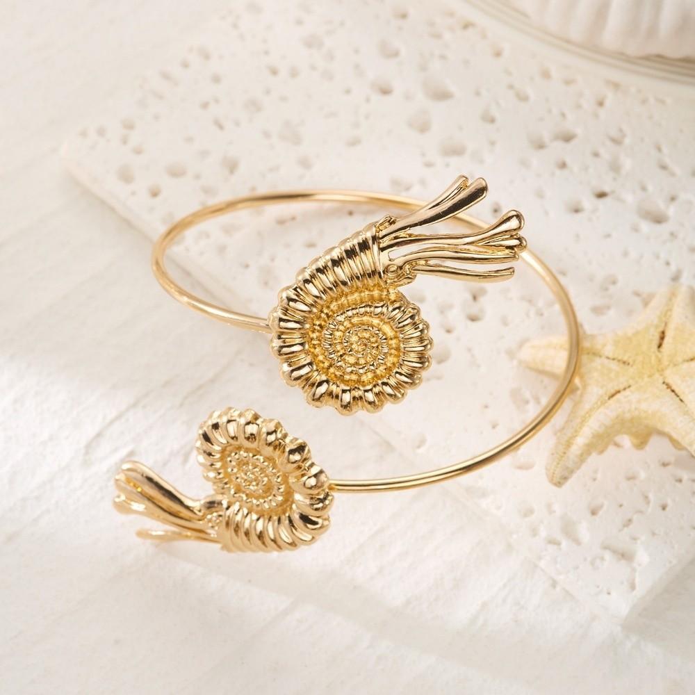 Punk Conch Shell Starfish Bracelet Gold Color Adjustable Open Arm Bangle Exotic Style Bohemian Armband Arm Accessories