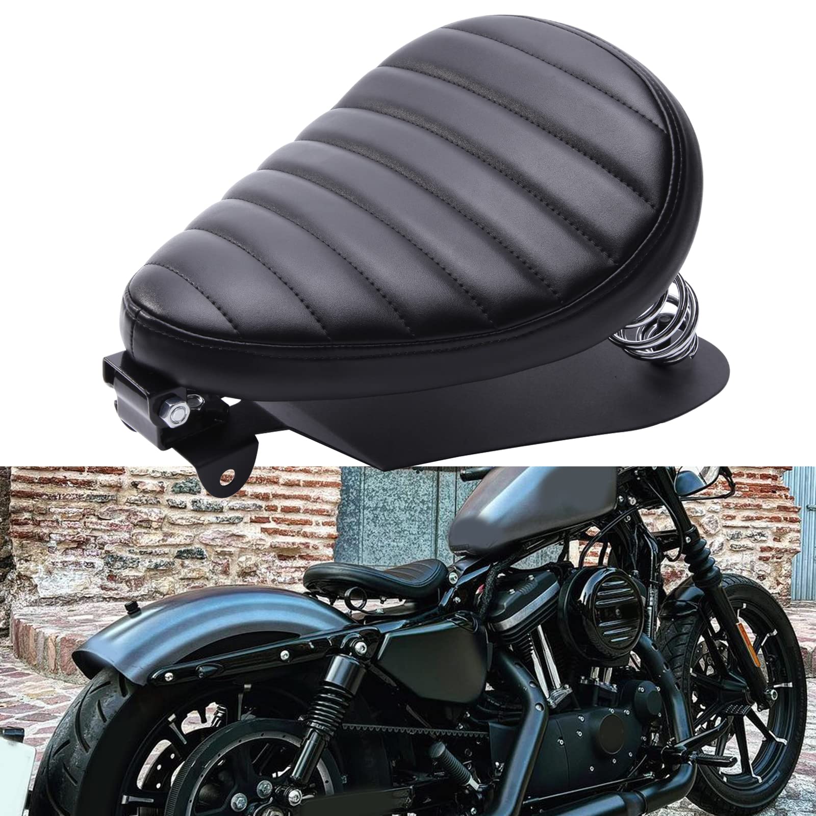 

Комплект одиночного сиденья для мотоцикла с пружинным кронштейном, черный синтетический амортизатор для Suzuki и VS800GL Base, кожаный, амортизирующий, S40/C50T, M109R, VS1400GLP,