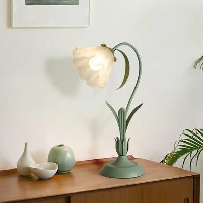 Französische Romantische Blume Schreibtischlampe Retro Atmosphäre Sinn Nachttischleuchten Creme Stil Pastoral Ländlich für Zuhause Schlafzimmer