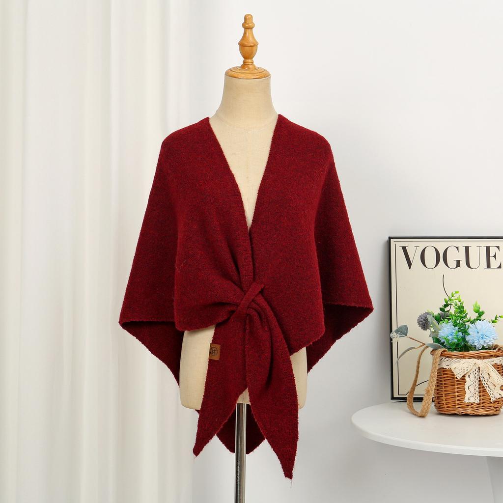 Lazy Travel Strolling Streets Triangular Scarf Women Autumn Winter Neck Protection Warm Air-conditioned Room Solid Color Shawl Outdoor Wear