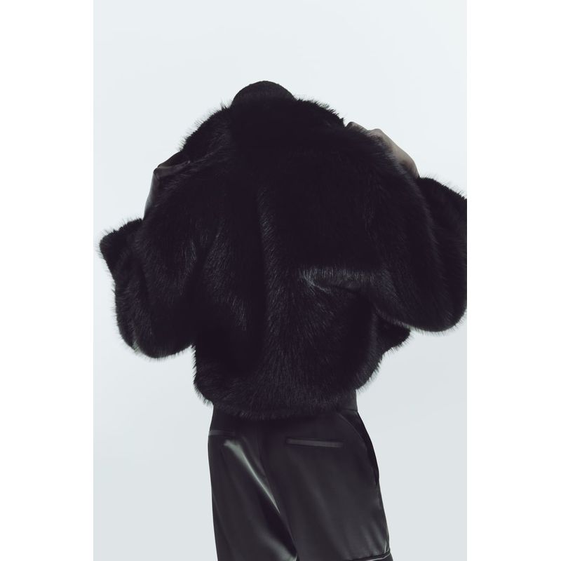 Fall and Winter New Arrival Elegant Lapel Long Sleeves Heattech Artificial Fur Effect Short Jacket 6318260