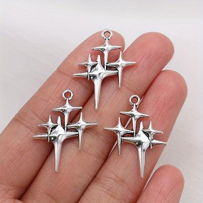 DIY Ancient Silver Pentagram Pendant Keychain Necklace Bracelet Earring Pendant Accessories Alloy Jewelry