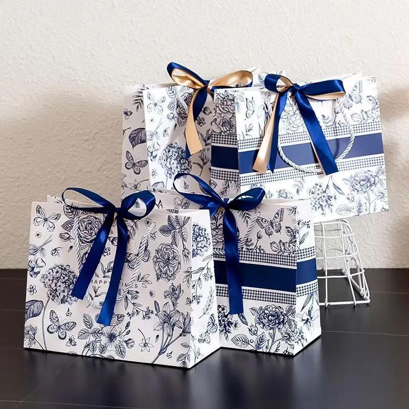 1pc Tote Bag With Ribbon Floral Fashion Gift Bags New
