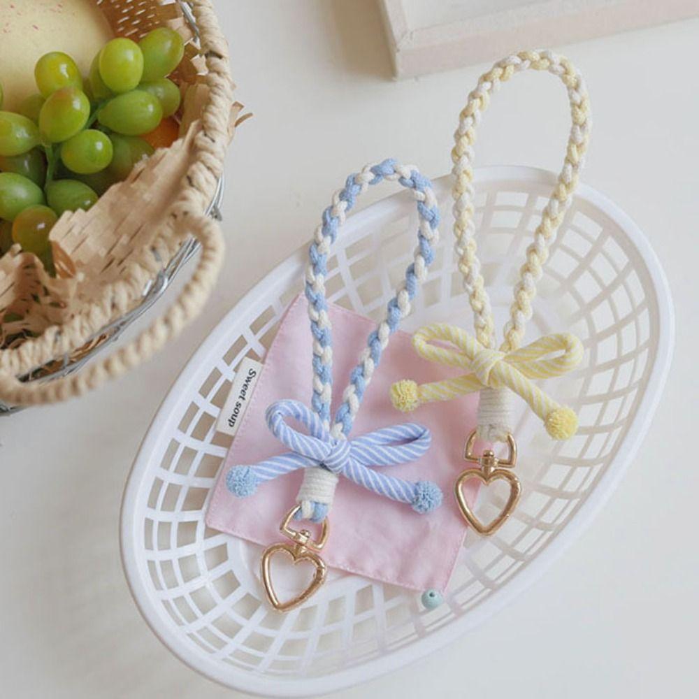 Bag Charms Bowknot Phone Lanyard Anti-lost Weaving Phone Wrist Strap Wrist Hanging Decoration