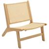 Rattan Chair, Reading Chair, Wood Frame, Wide Seat, 64 x 70 x 74 cm, Natural Wood