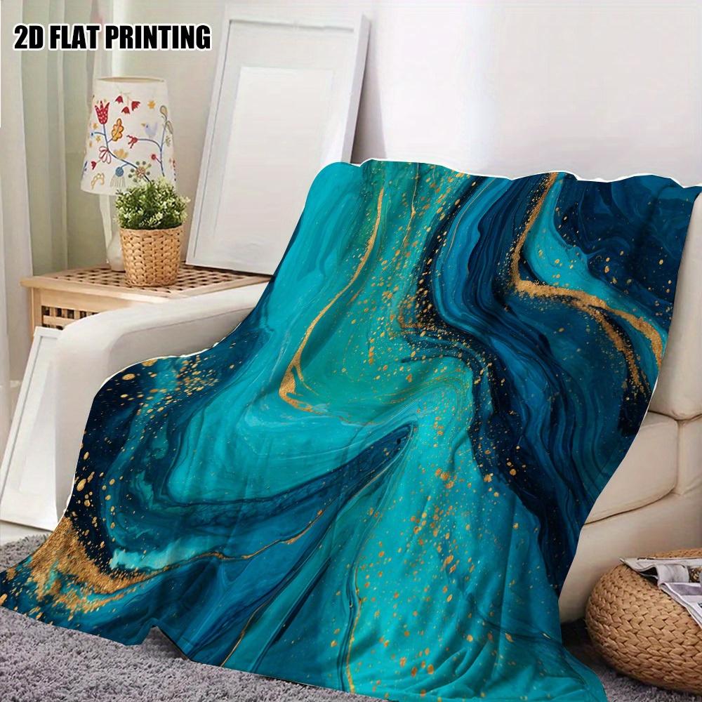 Ocean Beach Throw Blanket Heart Shaped Pebble Shore Waves Seaside Scenery Nature Landscape Art Decor for  Couch Blanket