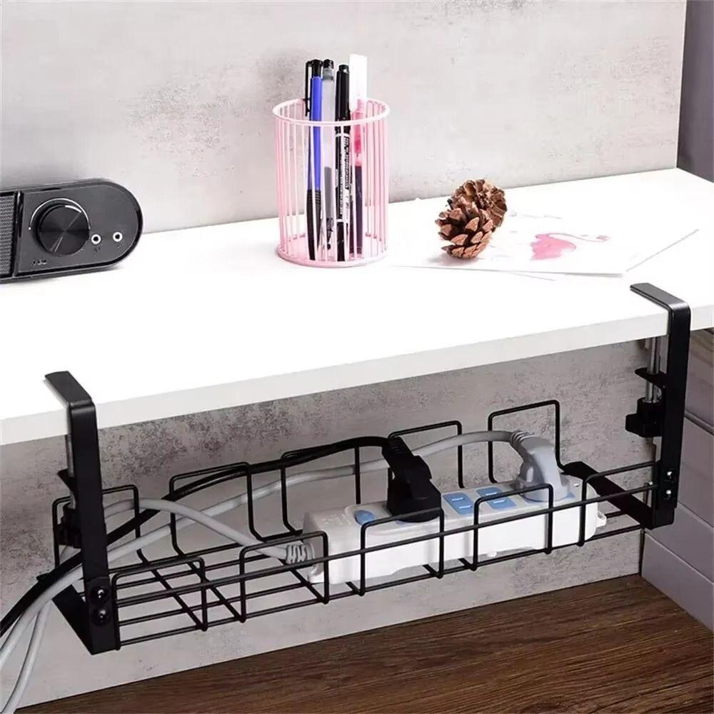 Sturdy Metal Cable Management Tray Space Saving Desk Wire Organizer  Office