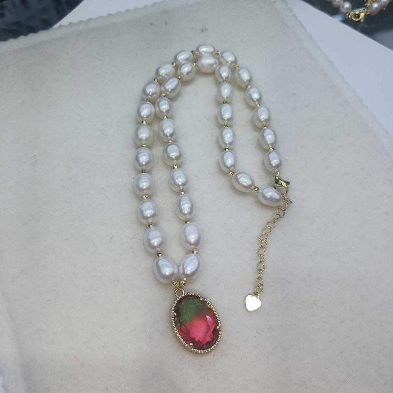 Elegant Vintage Freshwater Pearl Collarbone Necklace - White Retro French Style for Noble Women